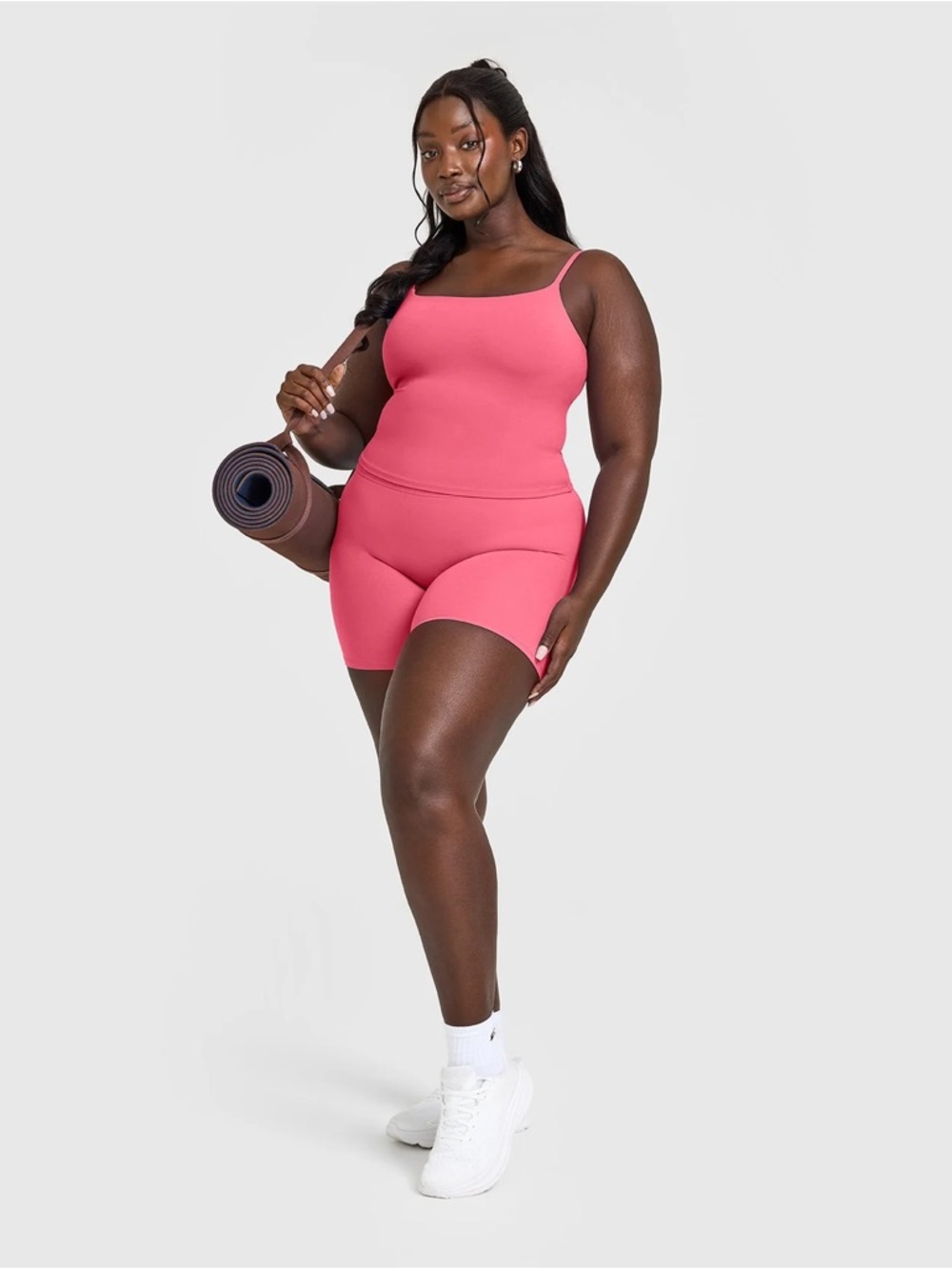 Softmotion Strappy Mid Tank Top with Built in Bea Shelf in Dark Velvet Pink - M